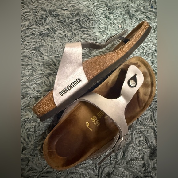 BIRKENSTOCK GIZEH THONG SANDALS SILVER 39 - Picture 6 of 6
